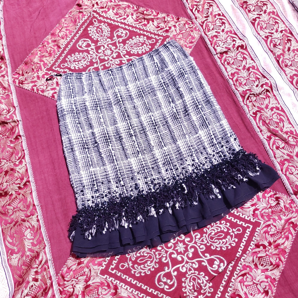 Lafayette 148 Fringe Hem Woven Skirt